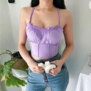 Pastel purple milkmaid cropped tank top